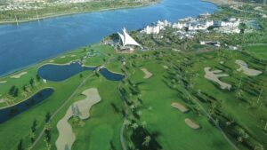 UAE Dubai Dubai Creek Golf Club Vogelperspektive
