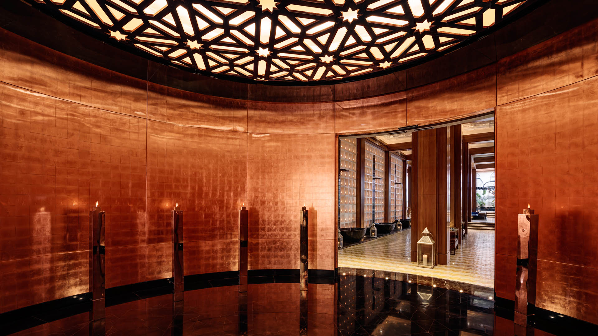 Marokko Marrakech Moevenpick Hotel Mansour Eddahbi Eingangshalle